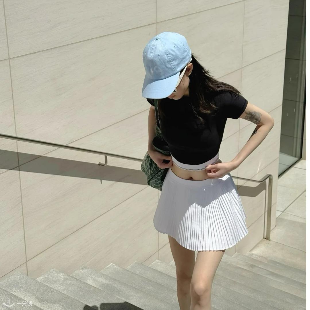 高腰百褶网球裙 白色