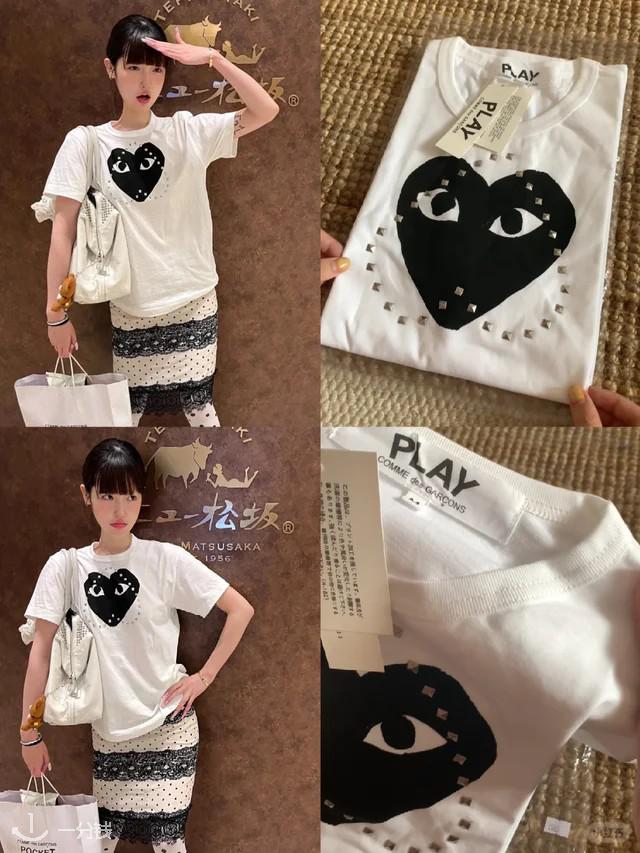 黑色缝纫线女士T恤