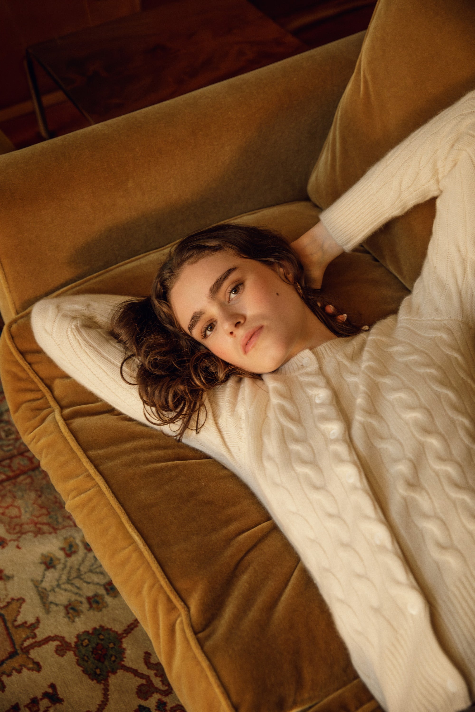 Calton Cable Cashmere Cardigan - Cream