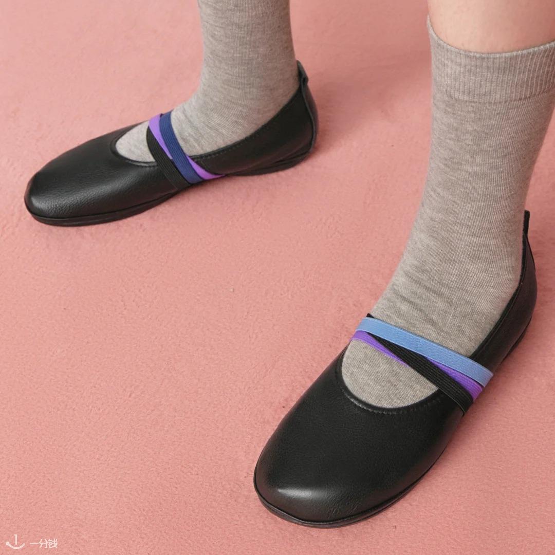 Twins 黑色皮革芭蕾鞋