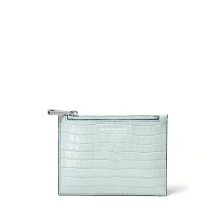 Small Essential Flat Pouch 鳄鱼纹蓝色