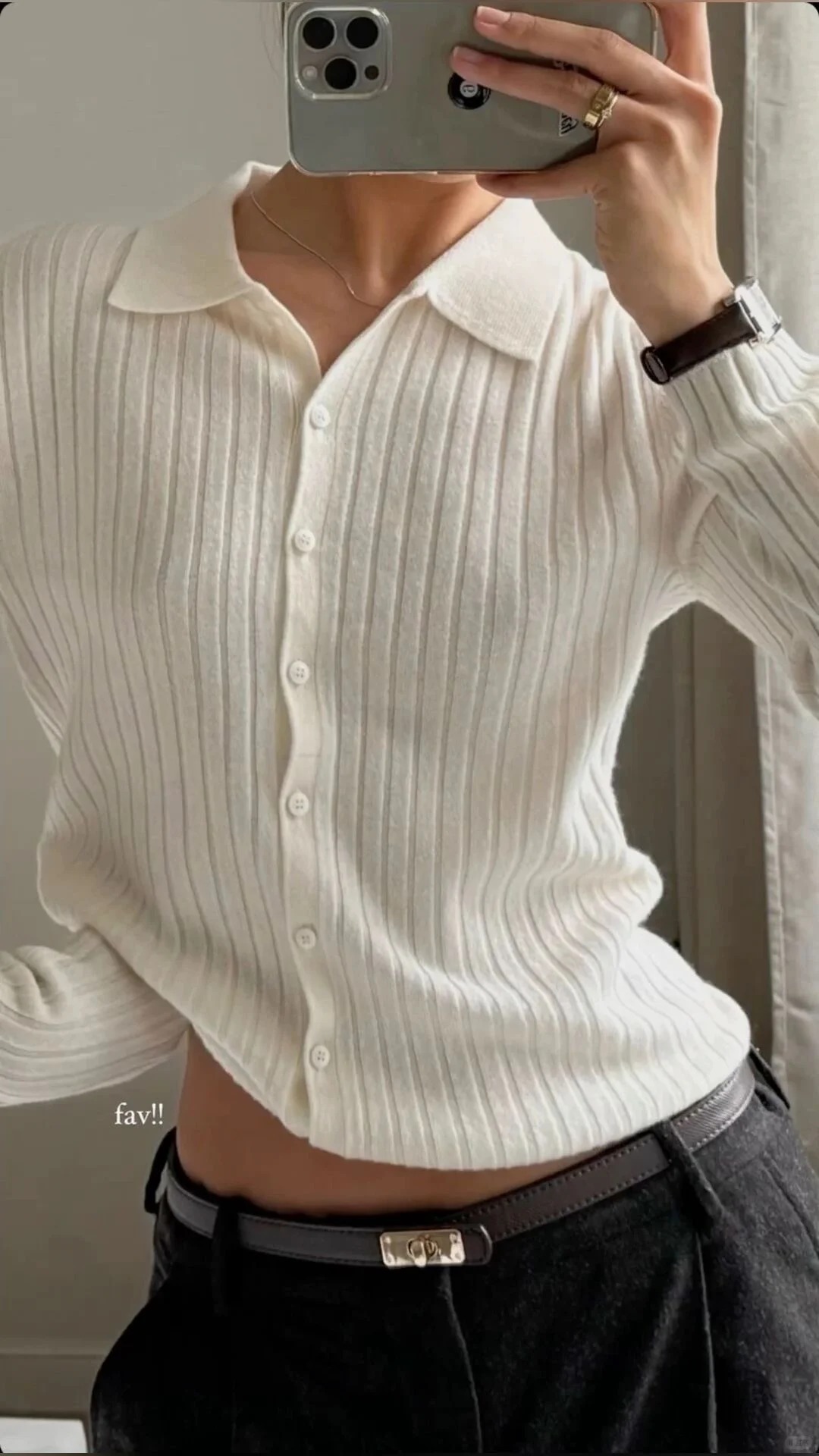 Pointelle Rib 针织翻领衫