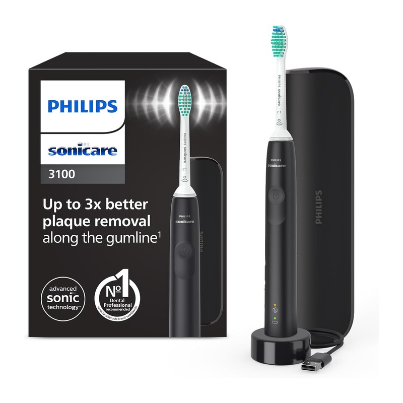 飞利浦 Sonicare 3100 声波电动牙刷 黑色(含旅行盒)