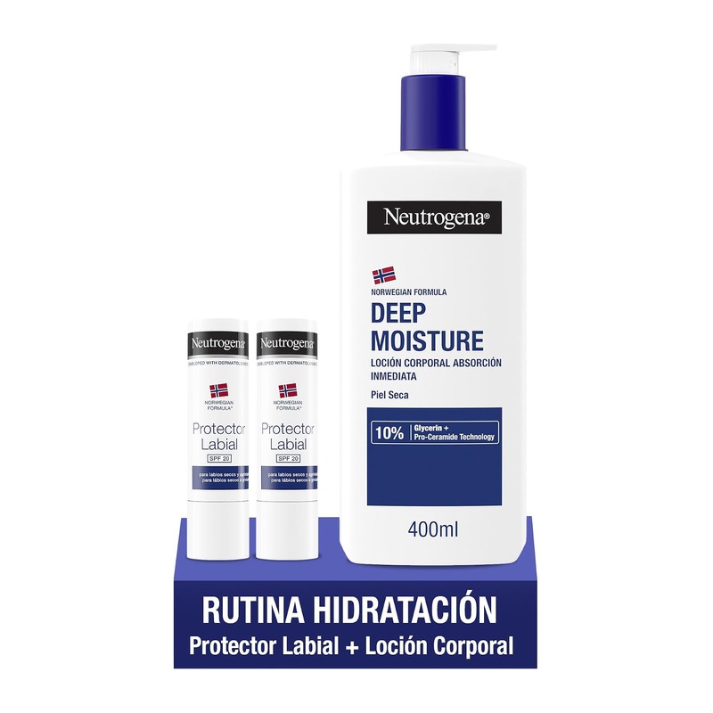 Neutrogena 露得清 深层保湿身体乳400ml+SPF20润唇膏(3件装)