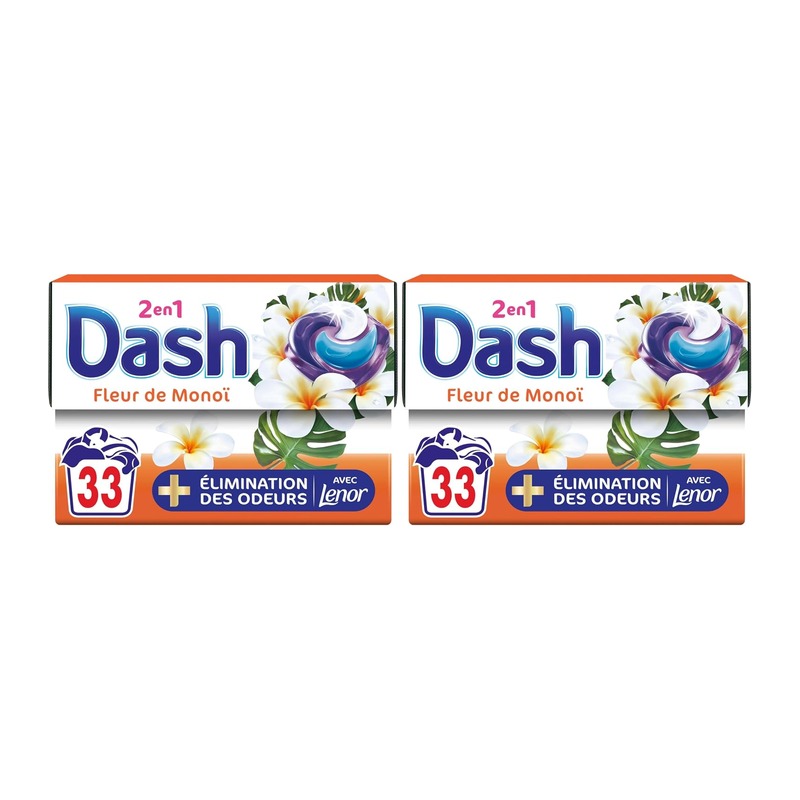 Dash 二合一洗衣凝珠 含Lenor柔顺剂 莫诺伊花香 33次×2盒