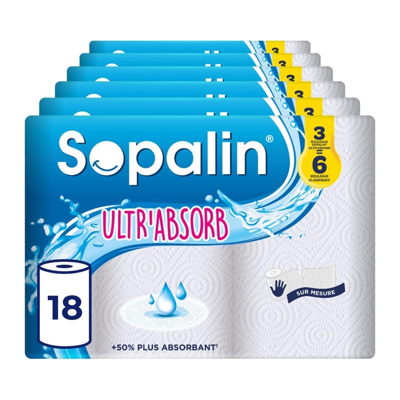 Sopalin Ultr'Absorb 超强吸水厨房纸 18 大卷(相当于 36 普通卷,半张撕)