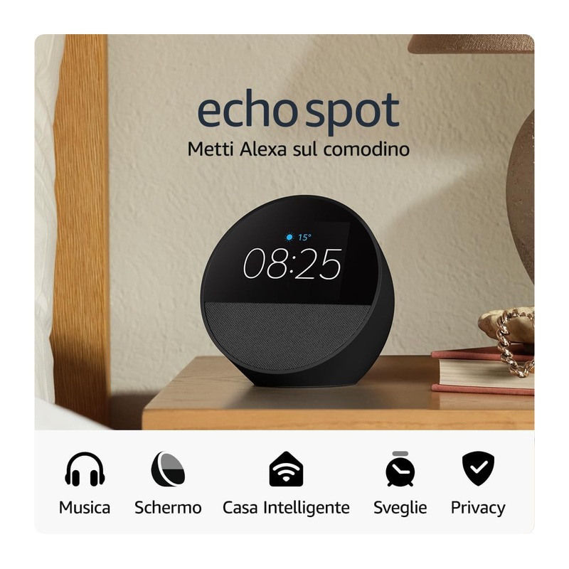 Amazon 亚马逊 Echo Spot 智能闹钟音箱 2024款 黑色