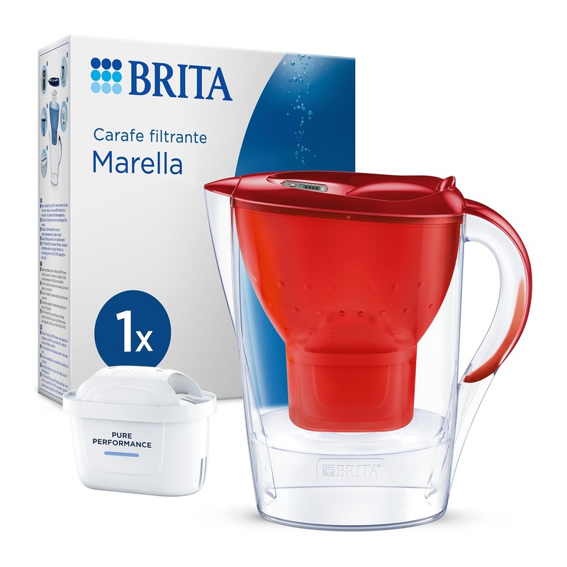 BRITA 碧然德 Marella 滤水壶 红色 含1个 MAXTRA PRO Pure Performance 滤芯