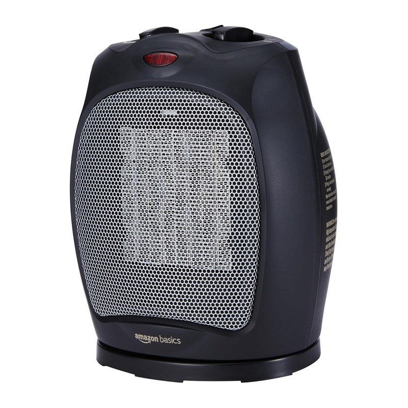 Amazon Basics 摇头陶瓷暖风机 1800W 可调温 黑色
