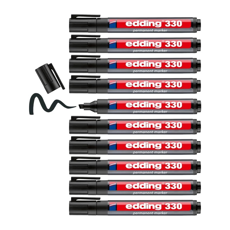 edding 330 永久记号笔 黑色 斜头1-5mm 10支装