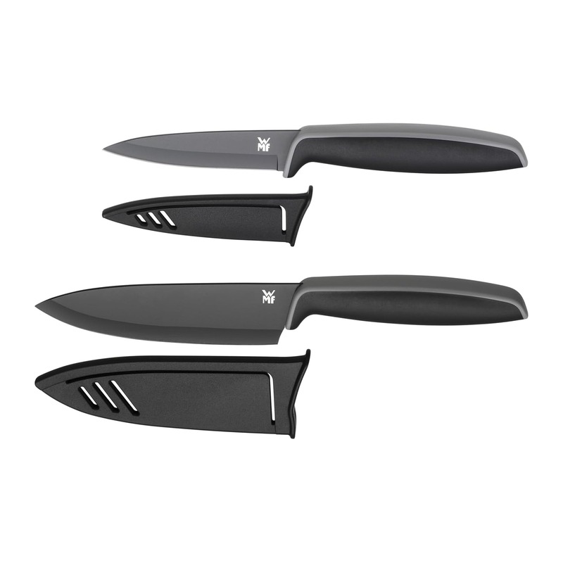 福腾宝 WMF Touch 刀具 2 件套（13cm 主厨刀 + 9cm 多用刀，各配刀套），黑色