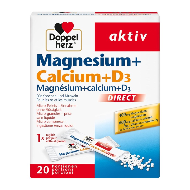 Doppelherz双心镁+钙+维生素D3速溶颗粒 20条