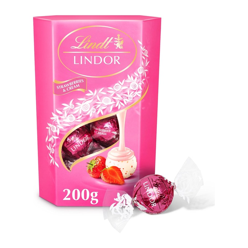 Lindt 瑞士莲 Lindor 草莓奶油白巧克力球 200g（约16颗）
