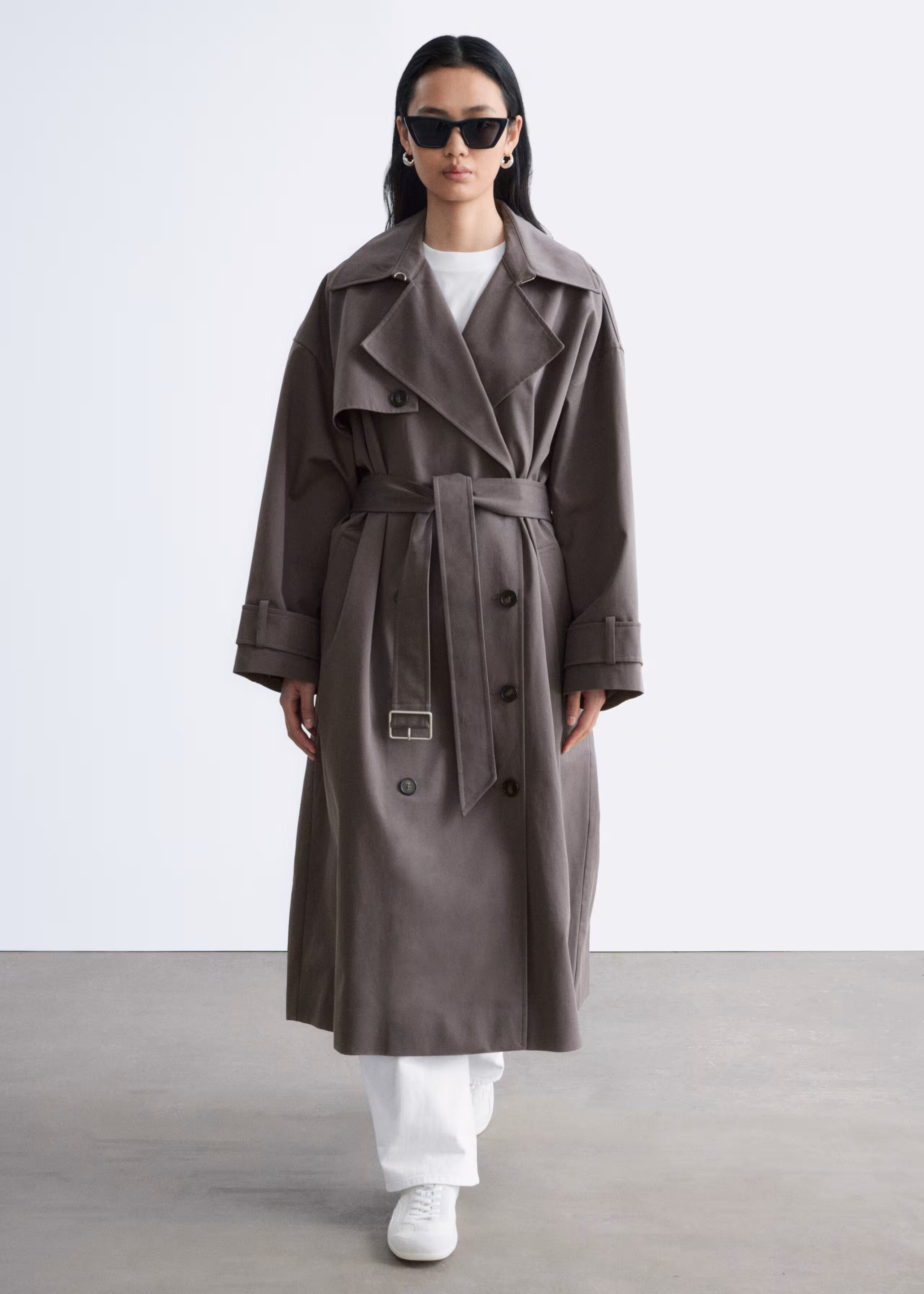 Trench-coat croisé oversize - Beige - Lookbook