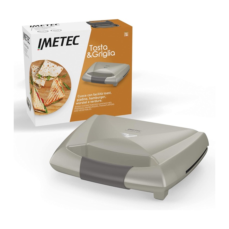 Imetec Tosta&Griglia 800W 电热三明治烤盘(浅灰色)