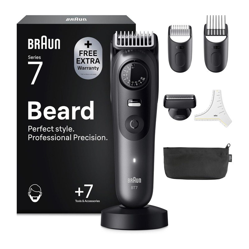 博朗 Braun 7 系 BT7525 男士胡须修剪器(含剃须头、2 个梳齿、造型尺、收纳包、充电座)