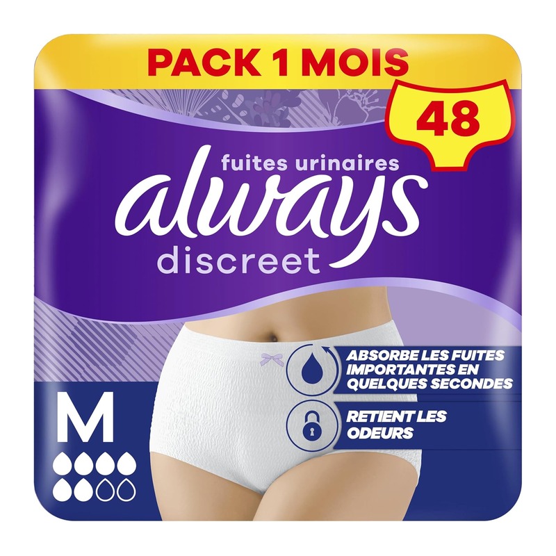 Always Discreet 女士轻失禁防漏内裤 M 码 48 片(一个月装)