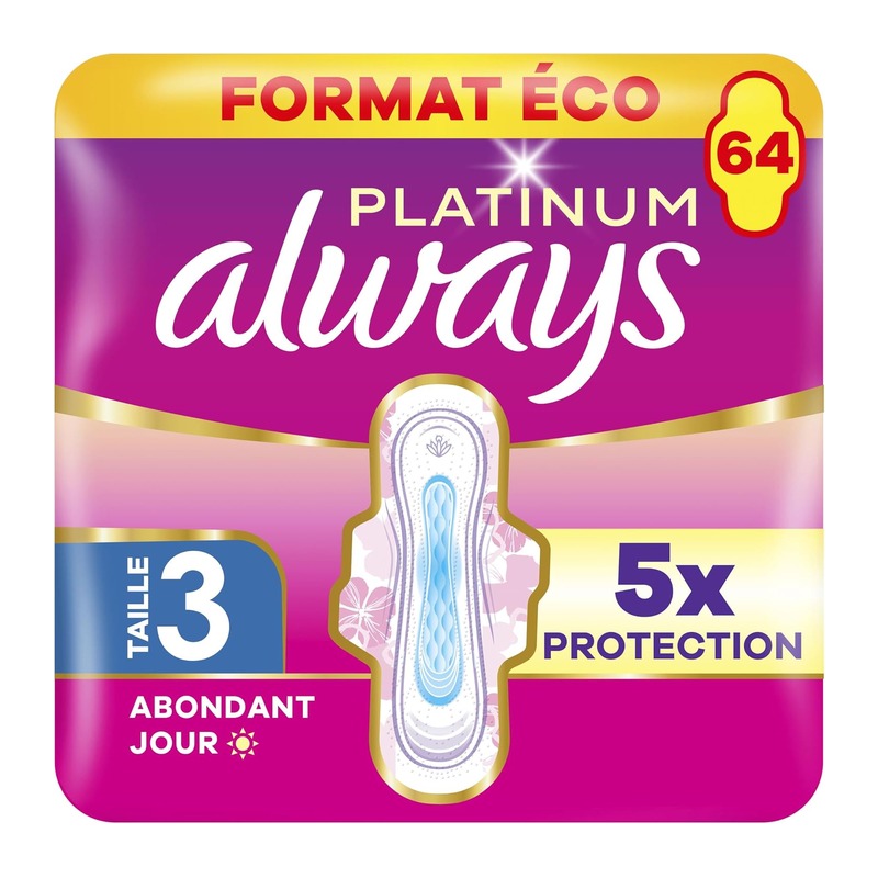 Always Platinum 量多日用护翼卫生巾 3 号 64 片(经济装)