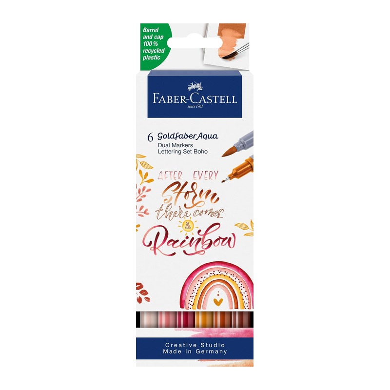 辉柏嘉Faber-Castell Goldfaber Aqua双头水彩笔 6色 Boho色系