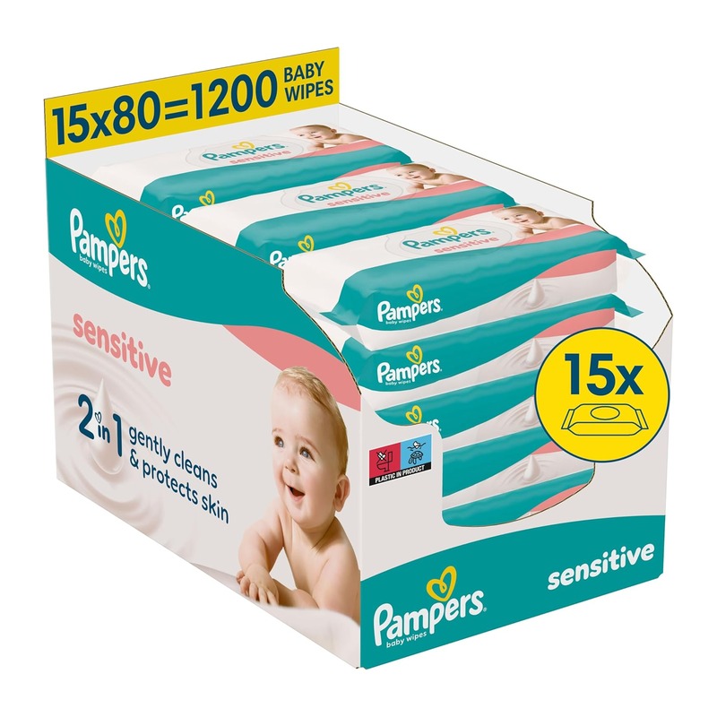 帮宝适 Pampers Sensitive 敏感肌婴儿湿巾 80 片 × 15 包(共 1200 片)