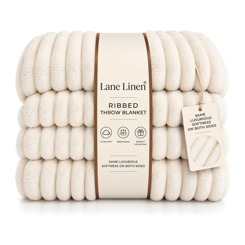 LANE LINEN 法兰绒毯 127×152cm 白色