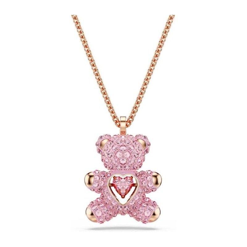 Swarovski 施华洛世奇 Teddy 粉色小熊吊坠项链 玫瑰金色