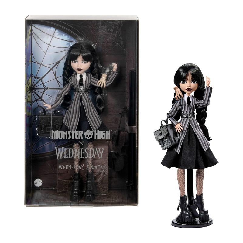 Monster High × Wednesday 星期三 Addams 联名收藏娃娃（Mattel 出品）