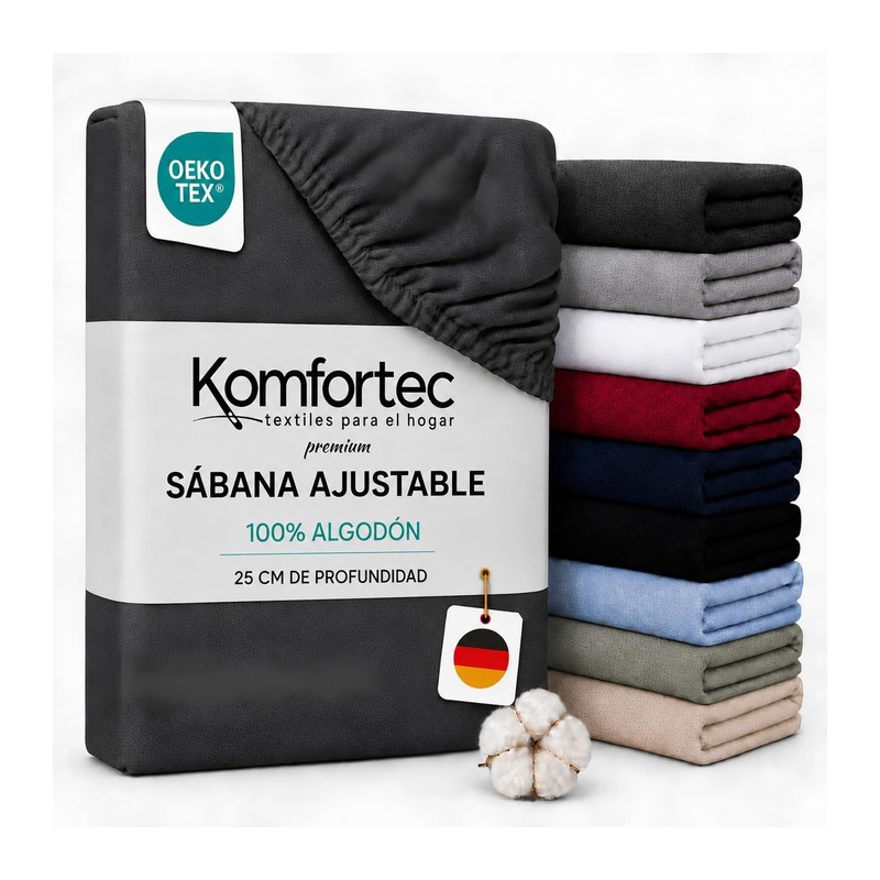 Komfortec 全棉针织床笠 200x200cm 炭灰色