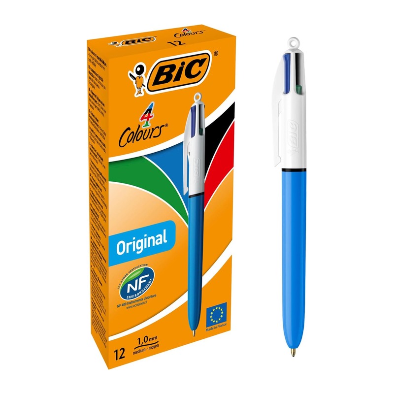 BIC 比克 4 Colours 经典四色圆珠笔 中号笔尖 12支盒装