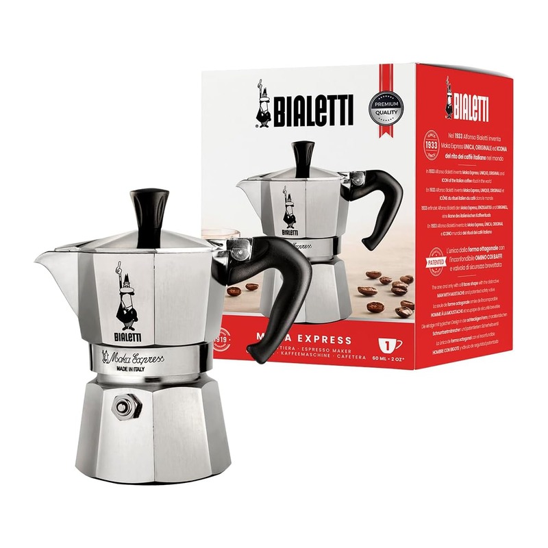 比乐蒂 Bialetti Moka Express 经典八角摩卡壶 1 杯份(60ml)铝制银色