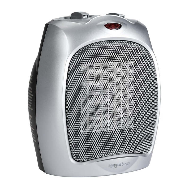 Amazon Basics 陶瓷暖风机 1800W 可调温 银色
