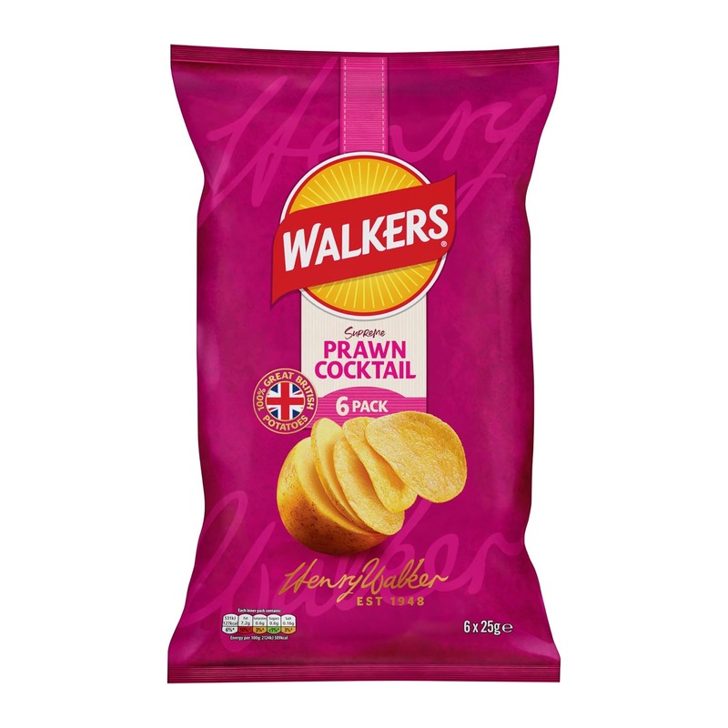 Walkers 鲜虾鸡尾酒味薯片 6×25g 多袋装