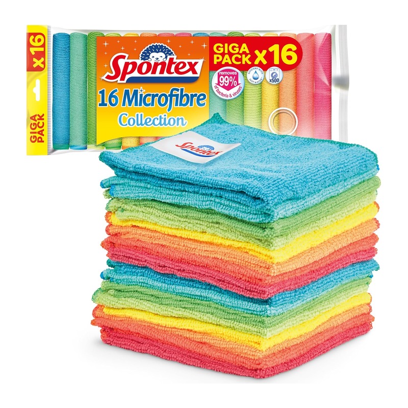 Spontex 超细纤维清洁抹布 16条装（多色）