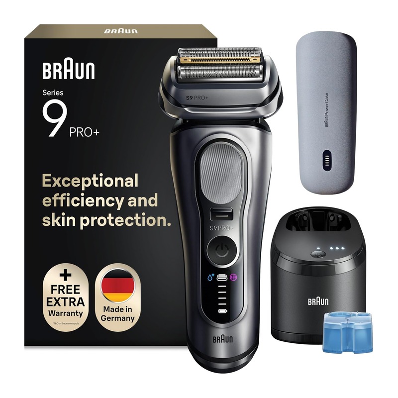 Braun 博朗 Series 9 Pro+ 9677cc 电动剃须刀(带 SmartCare 清洁充电站,银色)