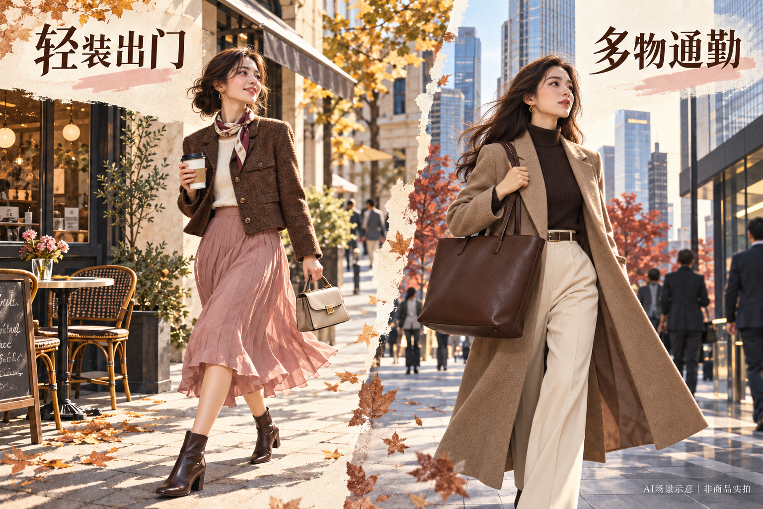 AI场景示意:不同出门需求,非MK商品实拍或容量实测