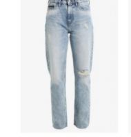 破洞牛仔高腰裤