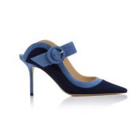 JIMMY CHOO 蓝色圆扣穆勒鞋 >>