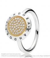 Pandora金色大logo银戒指