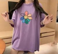 紫色印花T恤