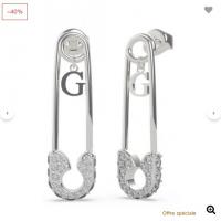 Guess银色别针耳环 >>