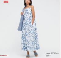 蓝白印花吊带连衣裙 >>