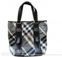 BURBERRY方形黑白托特包