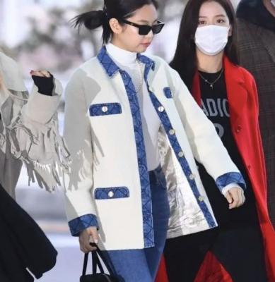 Jennie同款牛仔拼接