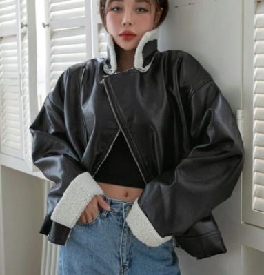 黑色PU夹克