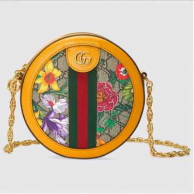 Gucci 迷你花卉图案小圆包
