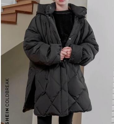 黑色中长款棉服