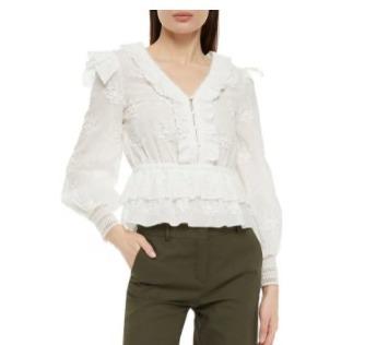 白色木耳边上衣