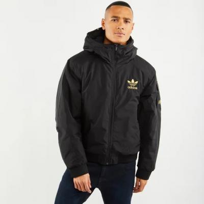 adidas黑色毛领羽绒服
