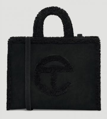 黑色中号羊羔毛泰迪tote