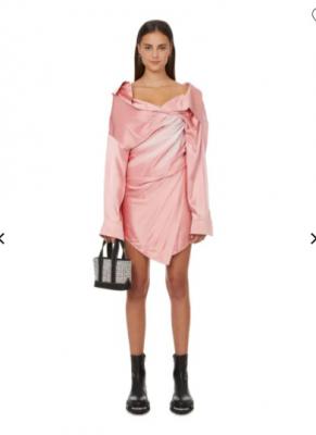 ALEXANDER WANG 粉色丝绸衬衫裙